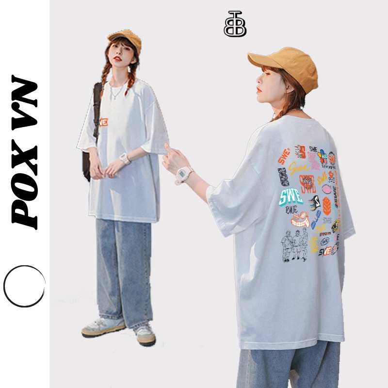 Áo Thun Tay Lỡ SWE Nam Nữ Unisex Form Rộng Chất Vải Cotton Áo Phông Tay Lỡ Cổ Tròn