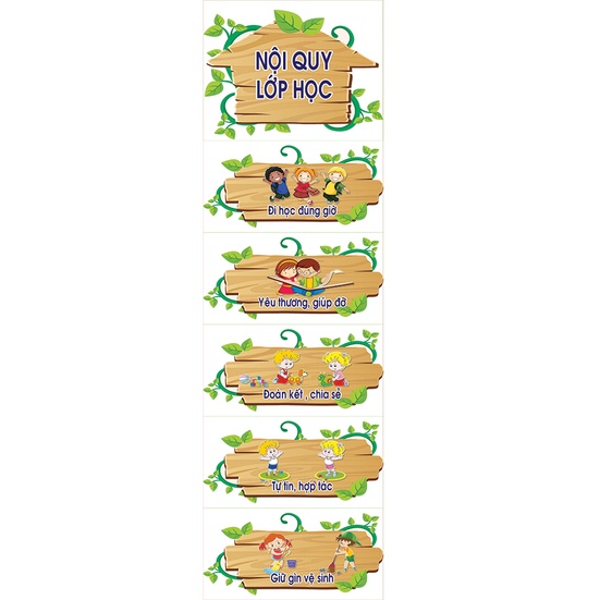Nội quy lớp học mẫu vân gỗ