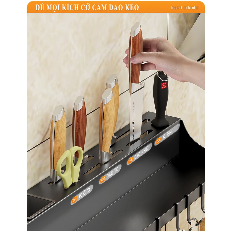 Giá Dao Thớt Gia Vị Treo Tường, 💔FREESHIP💔 Kệ Treo Dao, Kéo, Đồ Dùng Nhà Bếp Đa Năng Bằng Inox Không Rỉ HP7979
