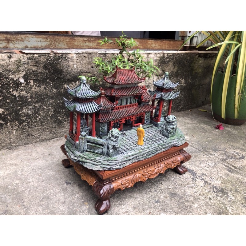 Cặp sư tử đá mini phối tiểu cảnh, thủy sinh, non bộ, bonsai