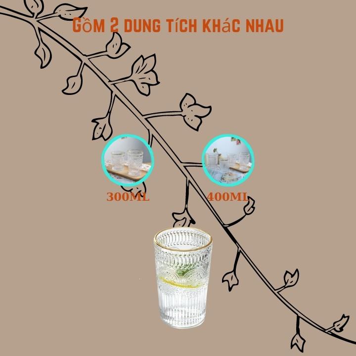 Cốc thủy tinh  VINTAGE 300-400ML viền mạ vàng - Cao Cấp chịu nhiệt sử dụng rượu mạnh cafe bày bàn [ RẺ VÔ ĐỊCH ]