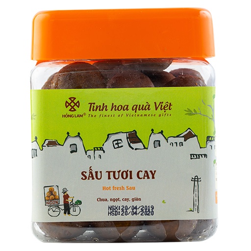 Ô mai  Sấu tươi cay Hồng Lam - Vị chua cay giòn - Hộp, gói