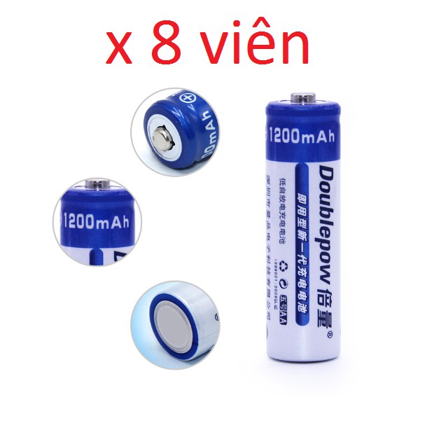 Bộ 8 Pin Sạc AA 1200mAh  Doublepow chuyên MIC không dây ,máy đo huyết áp ,đồ chơi ...nguyên vỉ