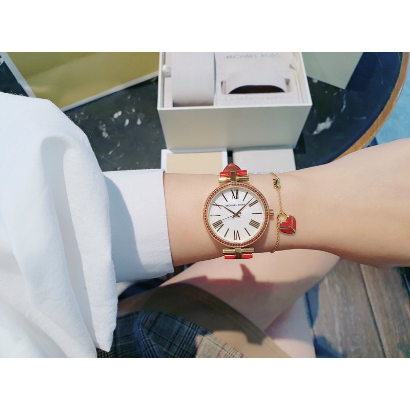 [Có clip]Set đồng hồ nữ Dây Da Michael Kors MK2890