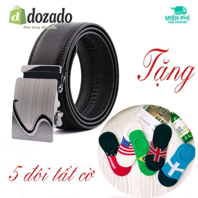 Dây nịt nam hình chữ S tặng 05 tất hình cờ các nước