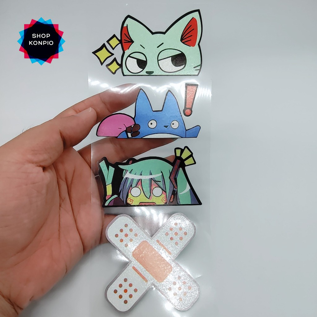 Bộ Tem Sticker Phản Quang Hình Con Mèo Cao Cấp Dán Xe Máy, Ô Tô, Mũ Bảo Hiểm, Chống Thấm Nước, Chống Bay Màu