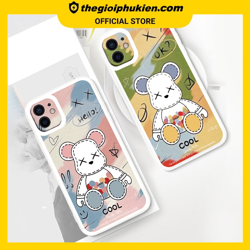 Ốp iphone - Ốp lưng iphone cạnh vuông viền camera Bear cool dành cho ip 6 đến 14promax - ng072