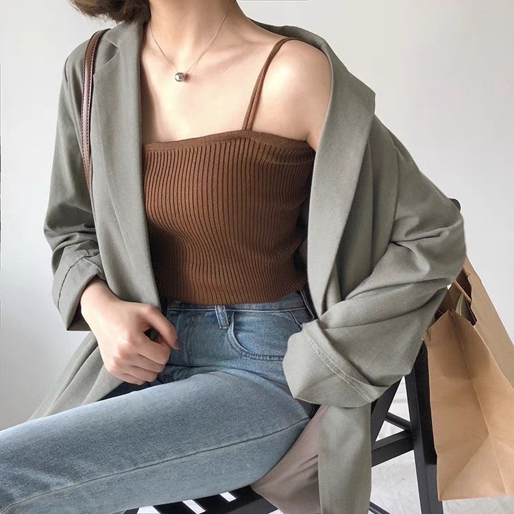 VN074 Áo hai dây dệt kim mùa hè