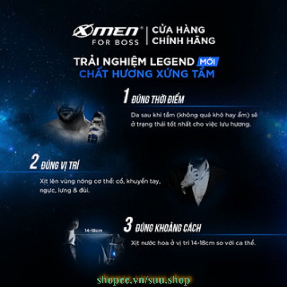 Xịt khử mùi 150ml X-men For Boss Legend, suu.shop Cam Kết 100% Chính Hãng.