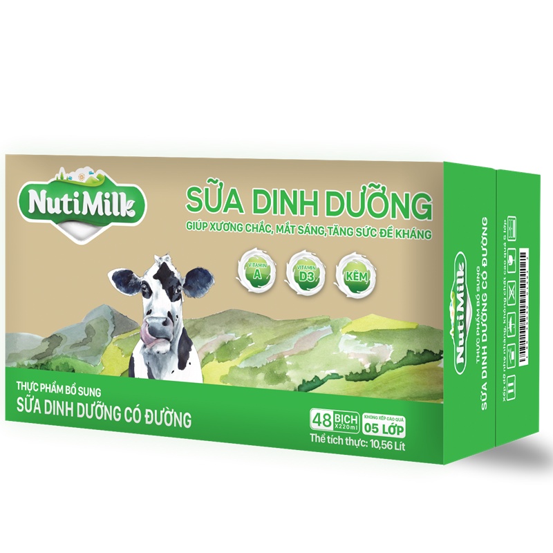 NutiMilk Sữa dinh dưỡng Có đường Bịch fino 220ml SDDCD220YS - Thương Hiệu NUTIFOOD - YOOSOO MALL