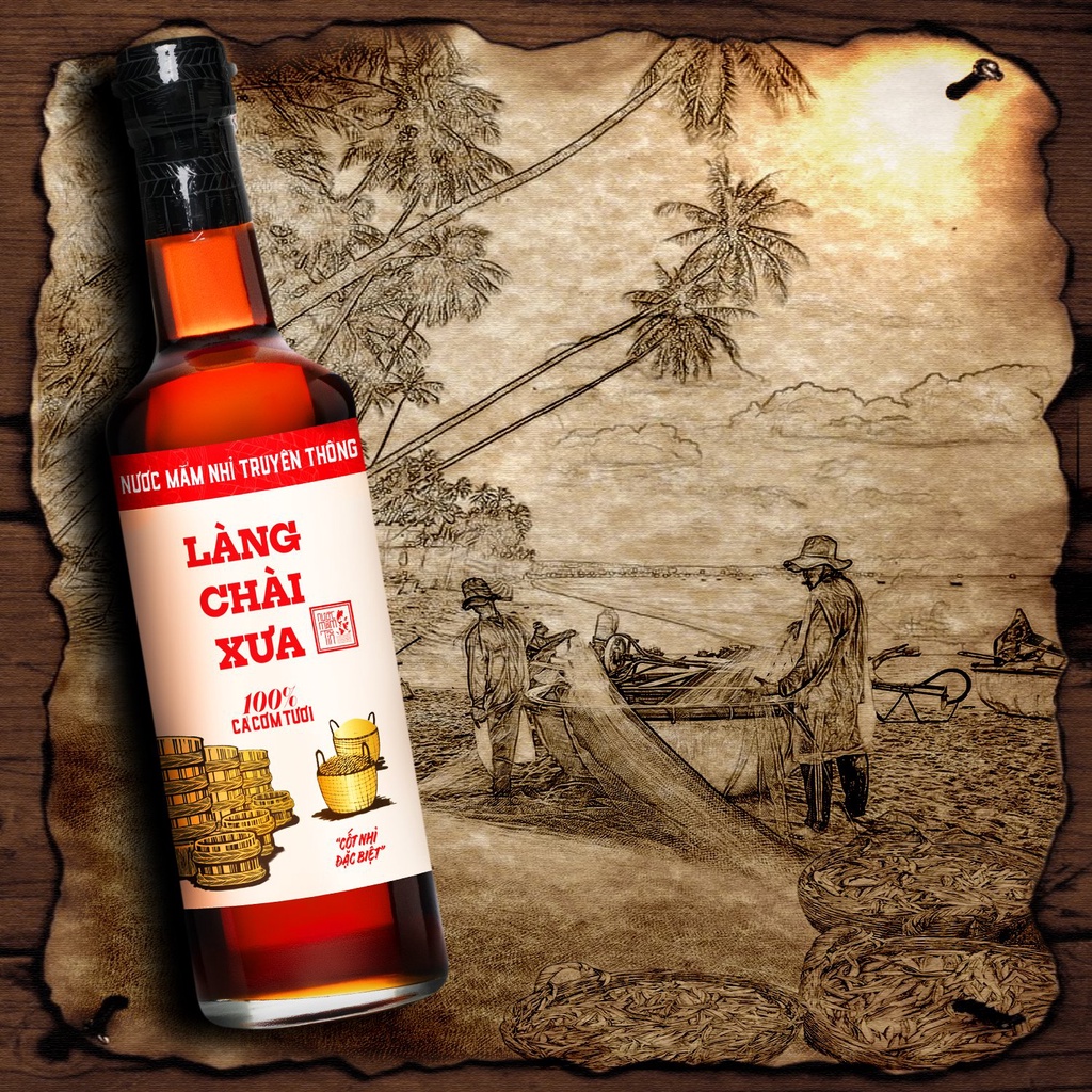 Làng Chài Xưa truyền thống nhãn đỏ chai thủy tinh 500ml cốt nhỉ đặc biệt