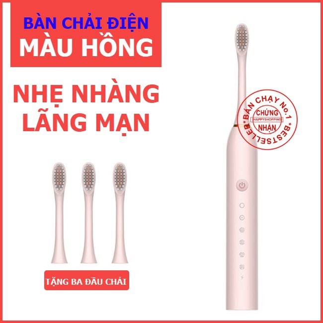 Bàn chải điện Sonic X3 Pro,  Bàn chải đánh răng điện tự động 6 chế độ chải, tặng kèm 4 đầu chải