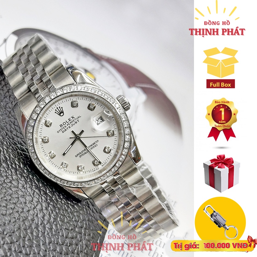 Đồng Hồ Nam ROLEX máy pin Nhật - Xoàn Đính Đá - Kính Sapphire cao cấp