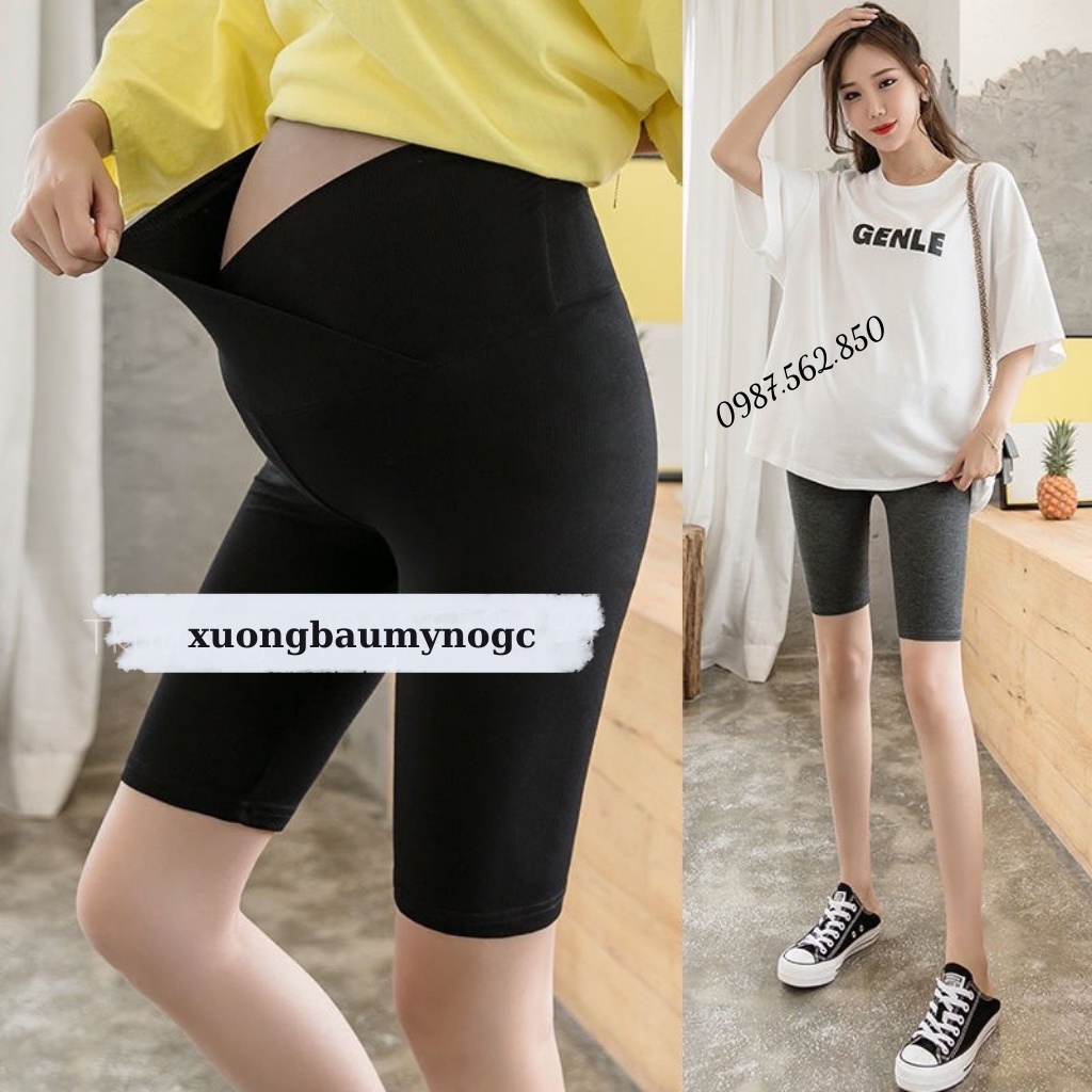 12. Quần Bầu Cạp Chéo Chất Cotton Thiết Kế Nâng Mông Co Giãn 4 Chiều Không Bai Không Xù Không Dão - Bầu Mỹ Ngọc
