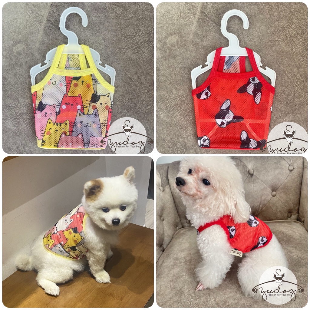 Áo lưới 2 dây phom croptop cho thú cưng yudog