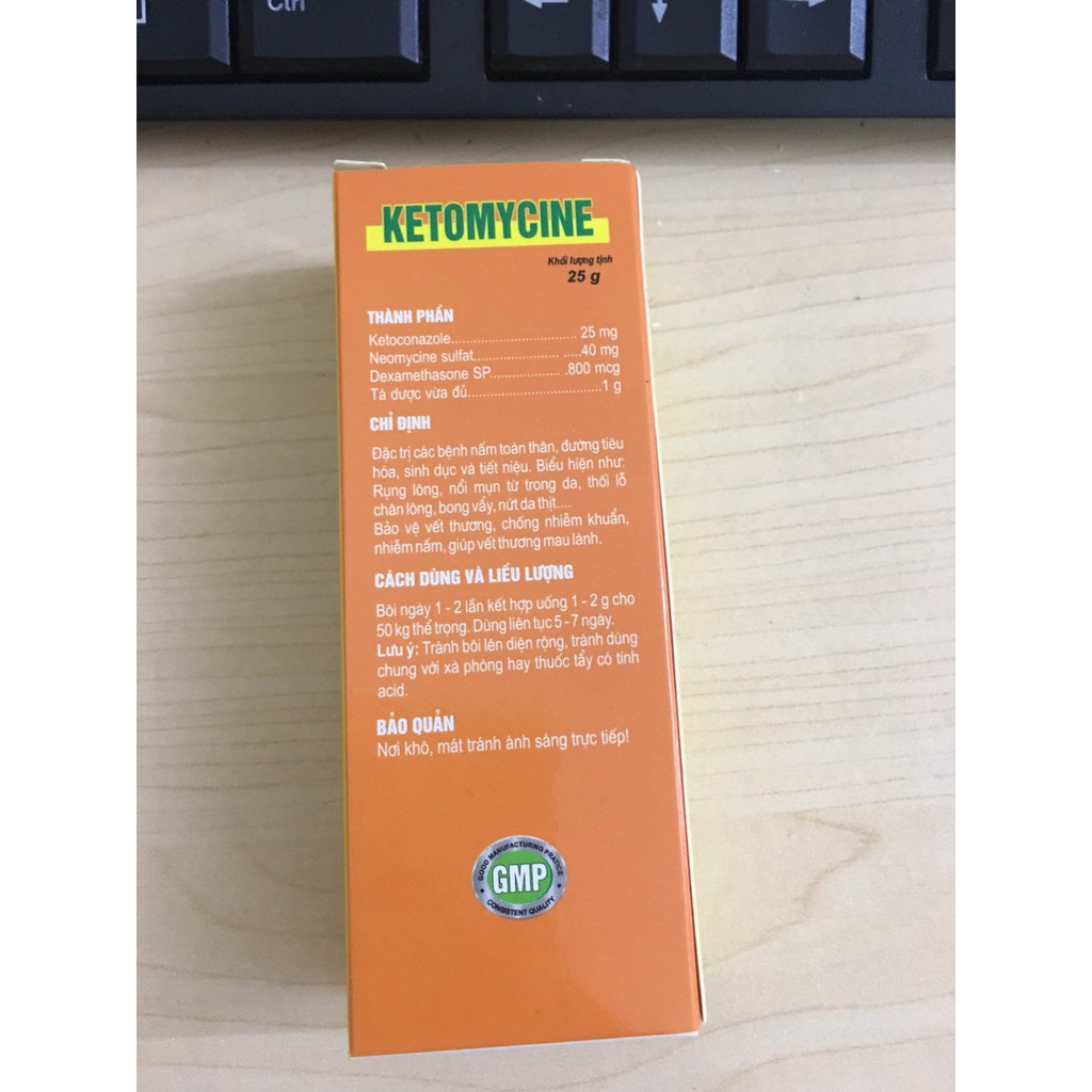 Ketomycine xử lý nấm trên vật nuôi Tuýp 25g - chỉ dùng trong thú y