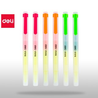 Bút nhớ dòng Deli - 2 đầu 2 màu - bút highlight , bút dấu dòng - 6 chiếc/hộp EU35304