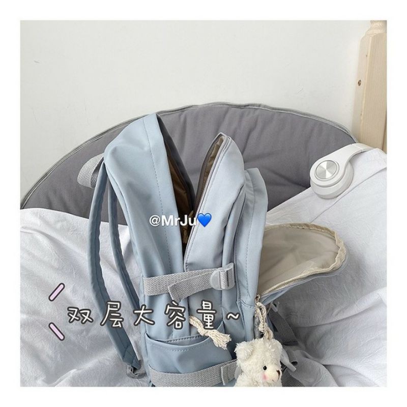 Balo vải ulzzang trong suốt, ba lô nữ thời trang đi học. B099 cặp đi học 2 nịt trong suốt apas