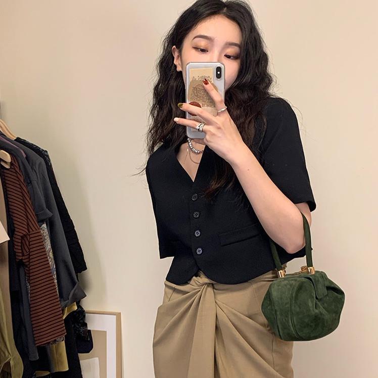 Áo Khoác Cổ Chữ v Tay Ngắn Thời Trang Mùa Hè Phong Cách Mới Dành Cho Nữ | BigBuy360 - bigbuy360.vn