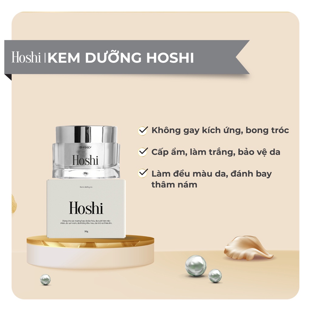 Bộ Kem dưỡng da Hoshi Công nghệ Nhật Bản - Tái tạo trẻ hoá làn da, Chống lão hoá, Mờ thâm nám, Tàn nhang