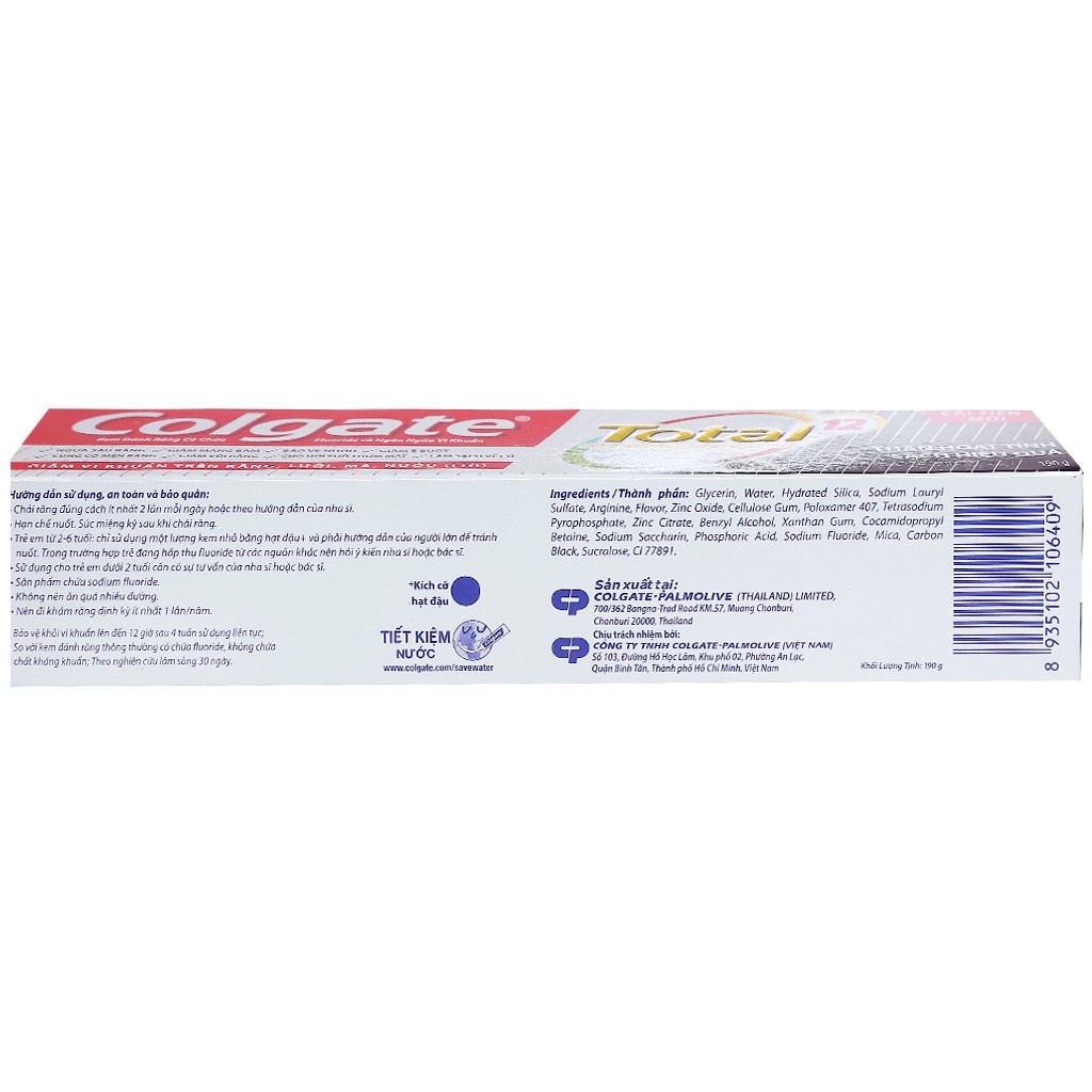 Kem đánh răng Colgate Total than hoạt tính bảo vệ toàn diện 190g