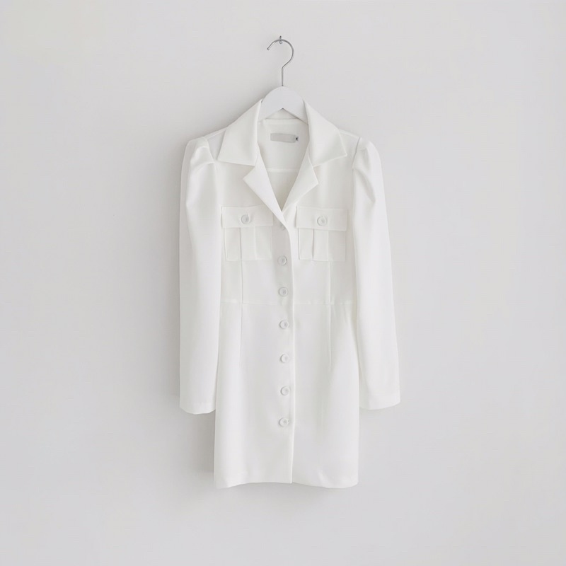 Đầm cổ vest sang trọng kèm đai, đầm vest tôn dáng