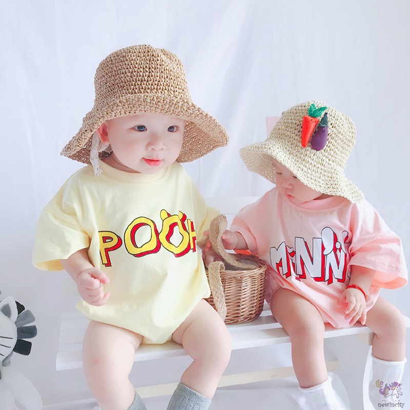 Bộ Áo Liền Quần Ngắn Tay In Chữ Cho Bé Trai Và Bé Gái