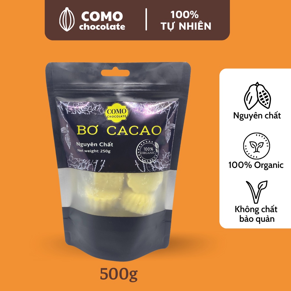 BƠ CACAO nguyên chất 500g từ hạt cacao Đồng Nai. Cocoa butter. Como Chocolate
