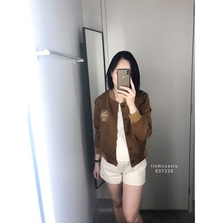 Áo bomber nâu da lôn