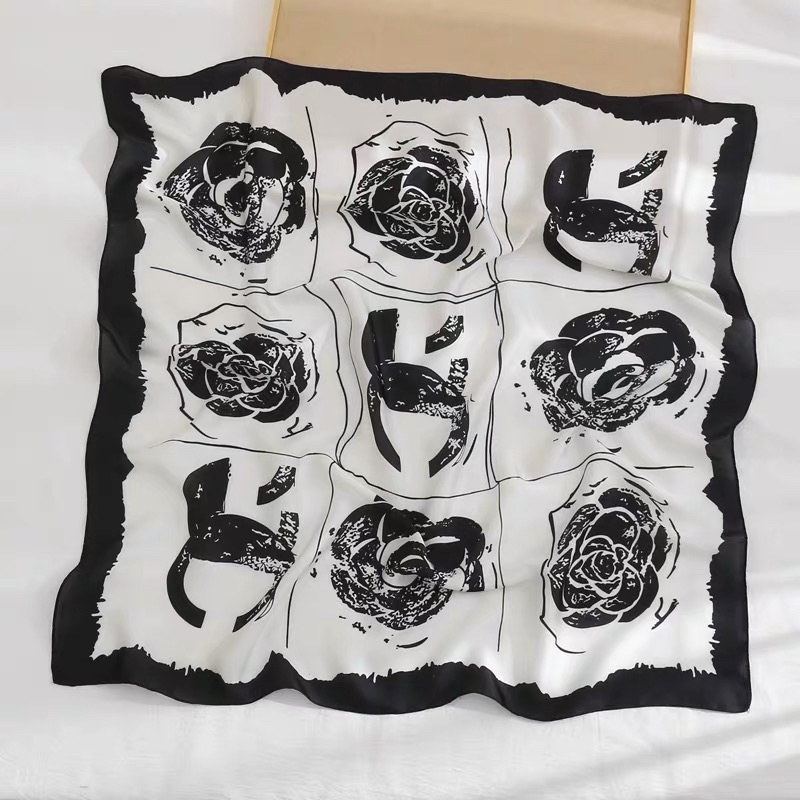 Khăn turban in hình hoa trà đa năng size 70x70cm