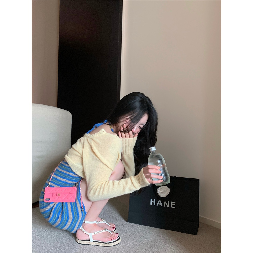 Cocory vn Đầm Dệt Kim Chữ A Hai Dây Dáng Ôm Thời Trang Quyến Rũ Dành Cho Nữ