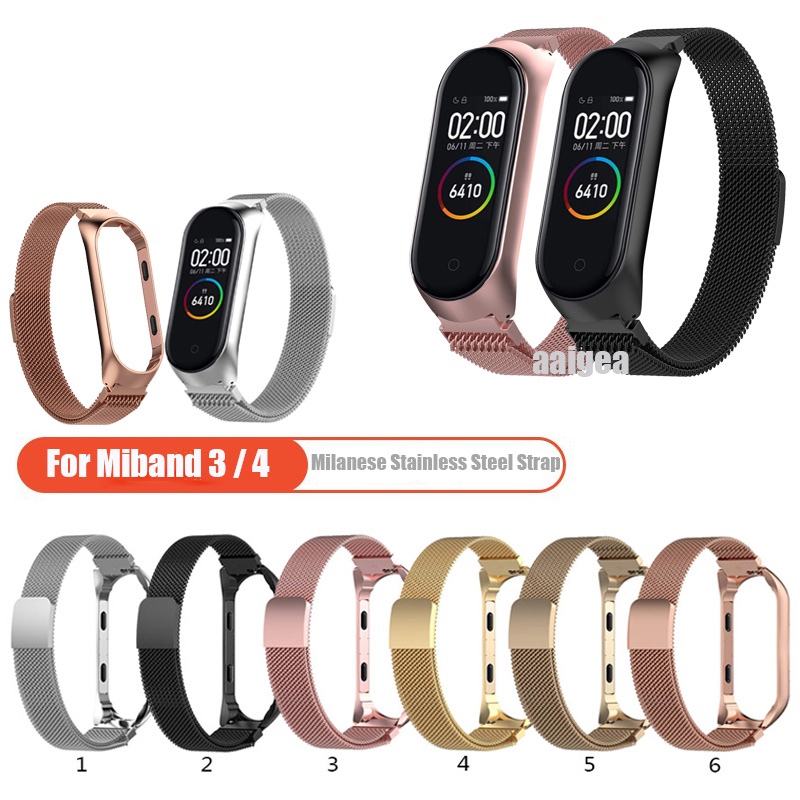 Dây Đeo Inox Milanese Cho Đồng Hồ Thông Minh Xiaomi Mi Band 3 4 Miband 3 4
