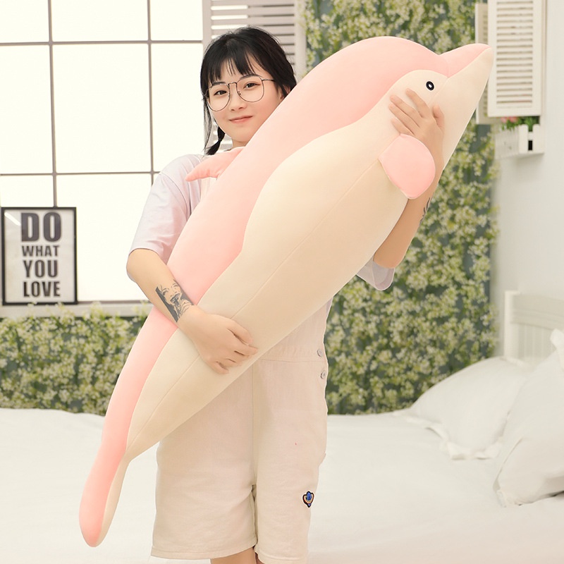 Gối Ôm Dài Hình Cá Heo Nhồi Bông Dễ Thương Cỡ Lớn Làm Quà Tặng Sinh Nhật Cho Bé Gái