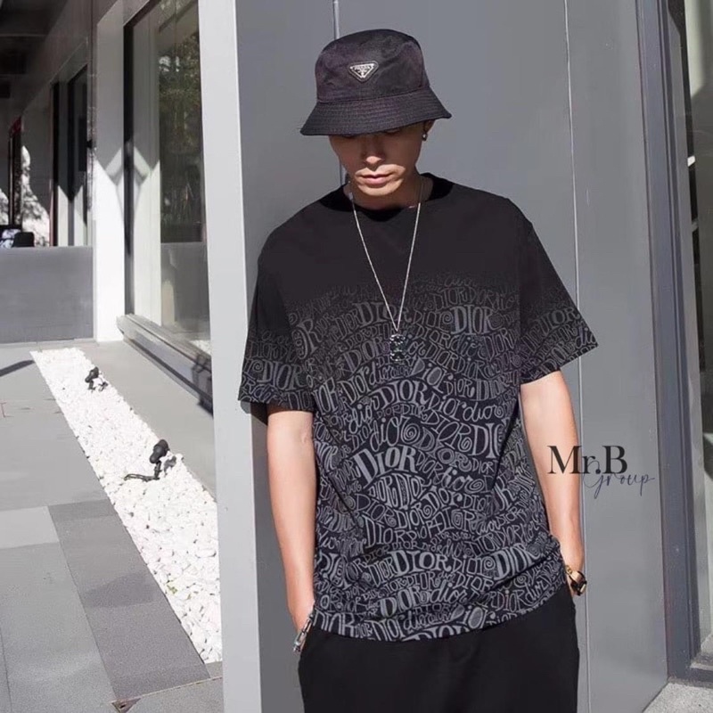 Áo thun tay nam Dior,T shirt cao cấp giá rẻ hoạ tiết in ép nhiệt thun thấm hút mồ hôi 2 màu trắng đen.Form Unisex tay lỡ