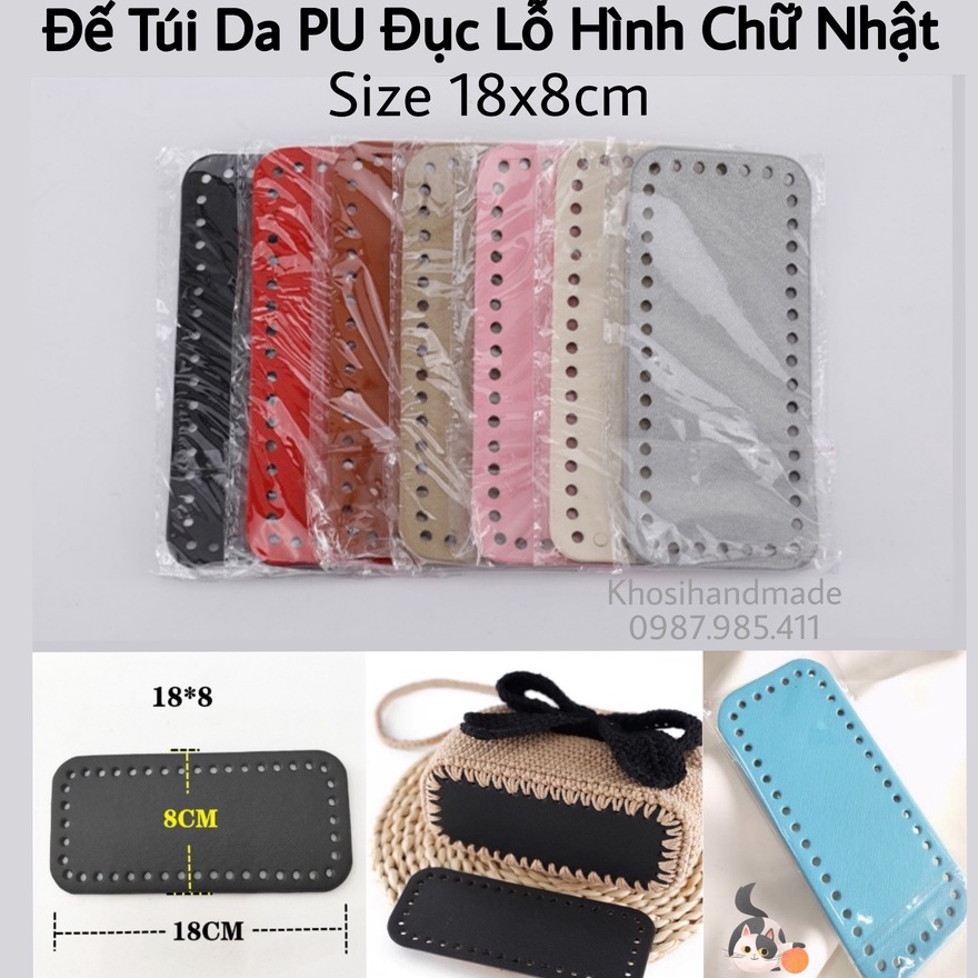 Đế Túi Da PU Đục Lỗ Hình Chữ Nhật Size 18x8cm