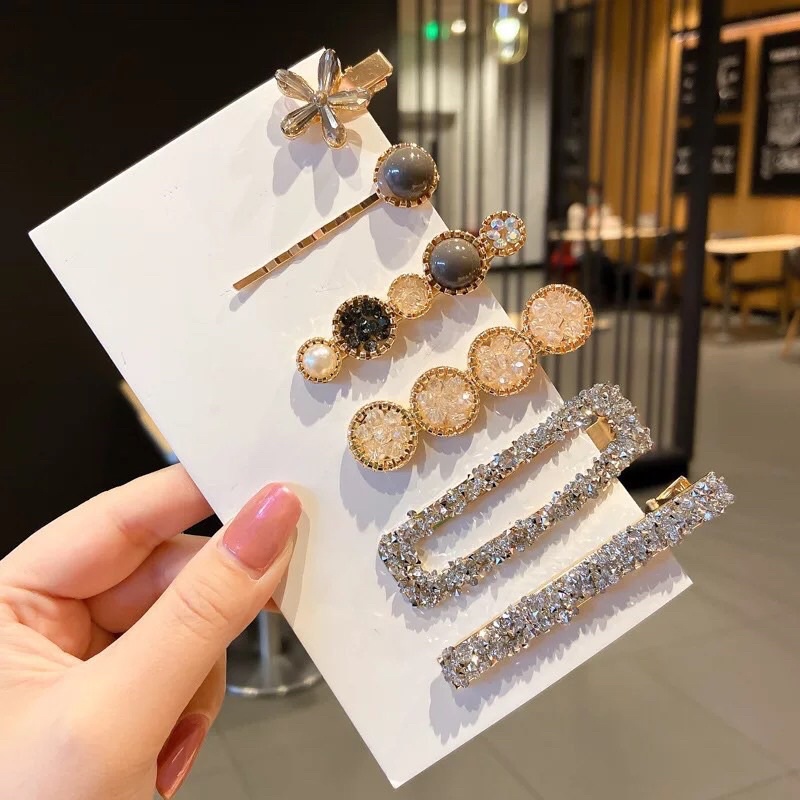 Kẹp tóc đính đá  ❤️[Set 5 chiếc]❤️Cặp tóc mái -đẹp siêu hot TT212
