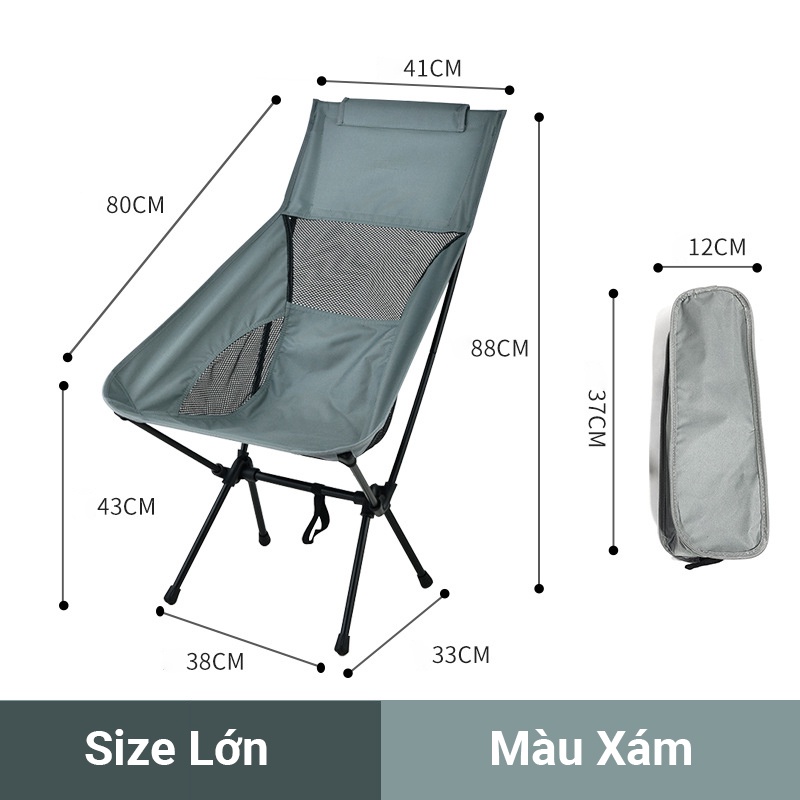 Ghế Thư Giãn Cắm Trại Câu Cá Gấp Gọn Chịu Lực Đến 120kg Kèm Túi Đựng Phù Hợp Đi Phượt, Dã Ngoại
