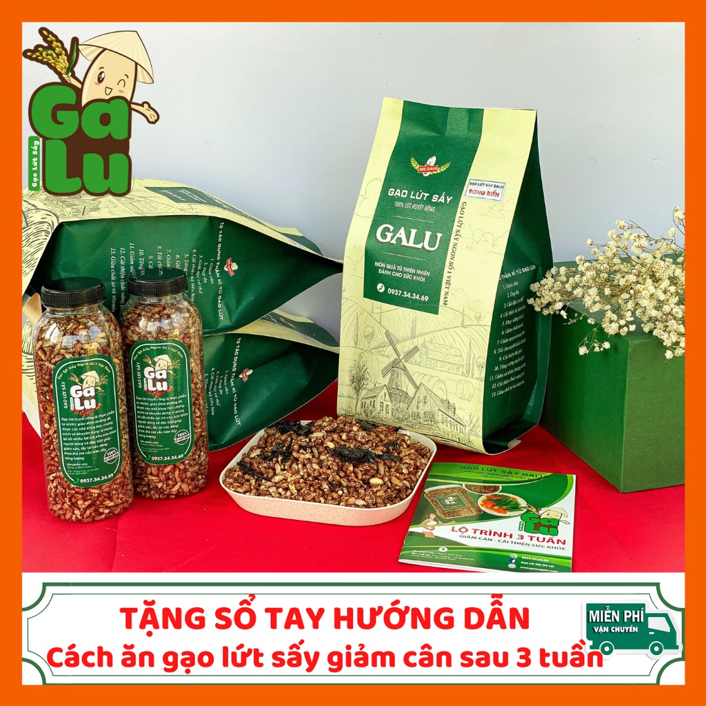 2 Hũ(Túi) Gạo Lứt Sấy Rong Biển Galu 500gram + 1 Chai 120gram + Tặng sổ tay hướng dẫn ăn gạo lứt giảm cân sau 3 tuần. | BigBuy360 - bigbuy360.vn
