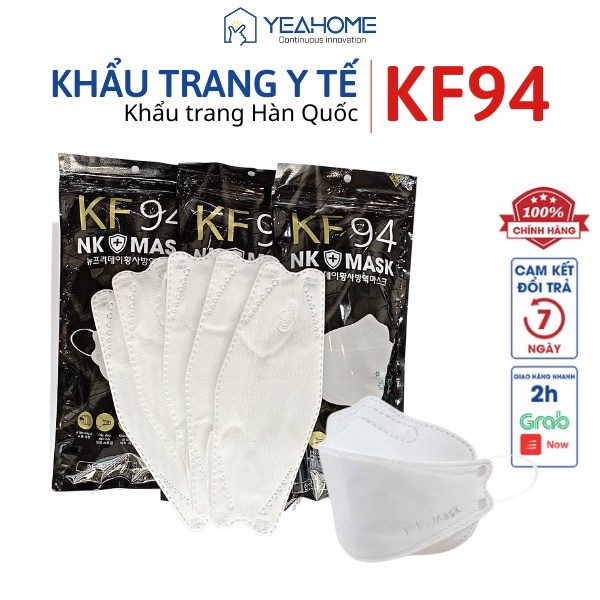 Gói 10 Khẩu Trang KF94 Kháng Khuẩn Tiêu Chuẩn 4 Lớp Chống Bụi Mịn, Khẩu Trang Hàn Quốc Bảo Vệ Gia Đình - Yeahome Store