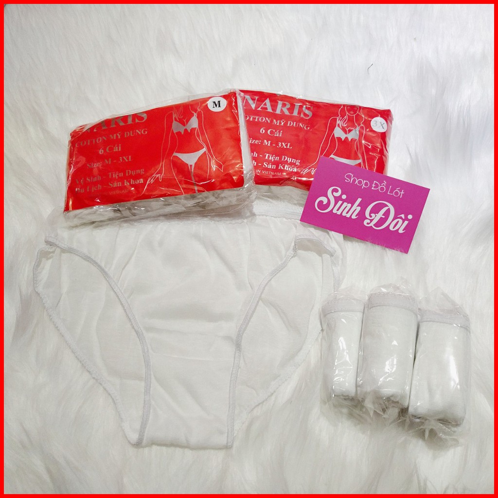 Combo 6 quần lót nữ cotton dùng 1 lần (quần giấy) cao cấp mềm mại thoáng mát đi du lịch, công tác size từ 45kg-70kg