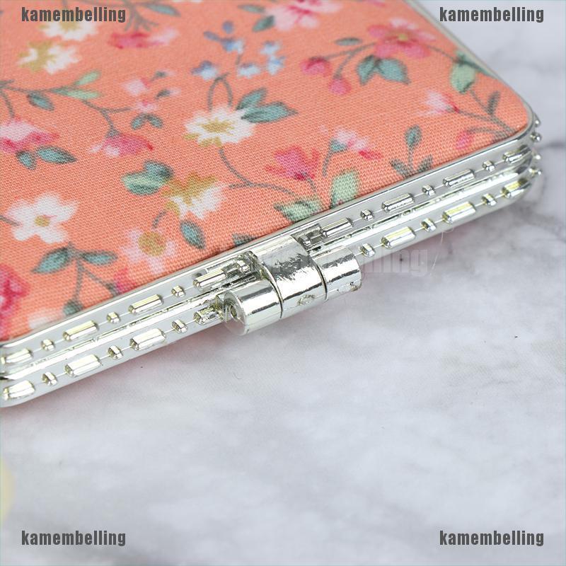 (kam) Mỹ Phẩm Trang Điểm Mini Bỏ Túi Hai Mặt Họa Tiết Hoa Vintage Có Thể Gập Lại