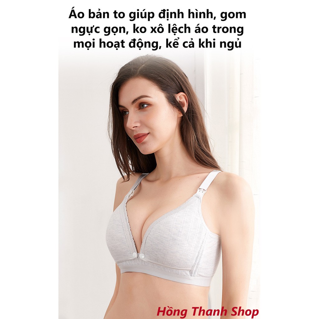Áo ngực cho con bú có đệm lót, chất vải cotton nguyên chất, thấm hút tốt, thoáng mát vào mùa hè