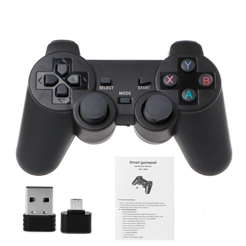 Tay Cầm Chơi Game Không Dây Lucky2.4G + Đầu Chuyển Đổi Micro Usb Otg Cho Ps3 Android Phone Tv Box