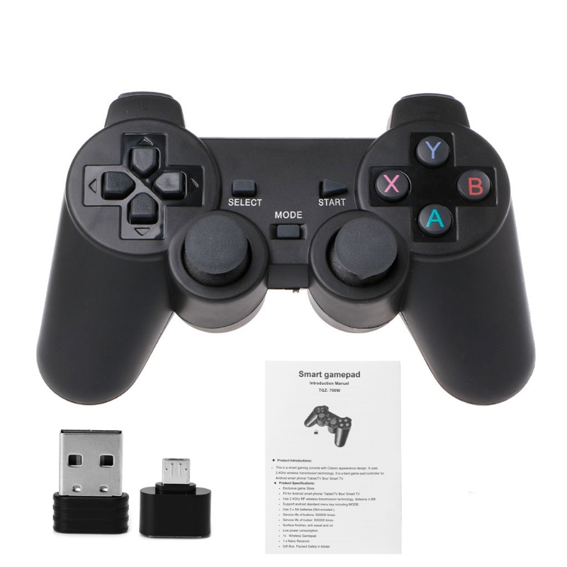 Bộ tay cầm chơi game không dây 2.4G + đầu cắm Micro USB OTG cho PS3 Android Phone TV Box