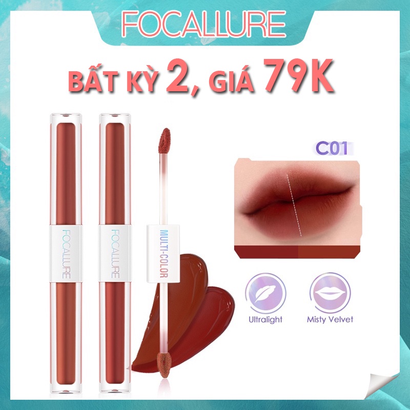 Son lì mịn dạng lỏng Focallure 2 trong 1 trang điểm thời trang chống nứt nẻ