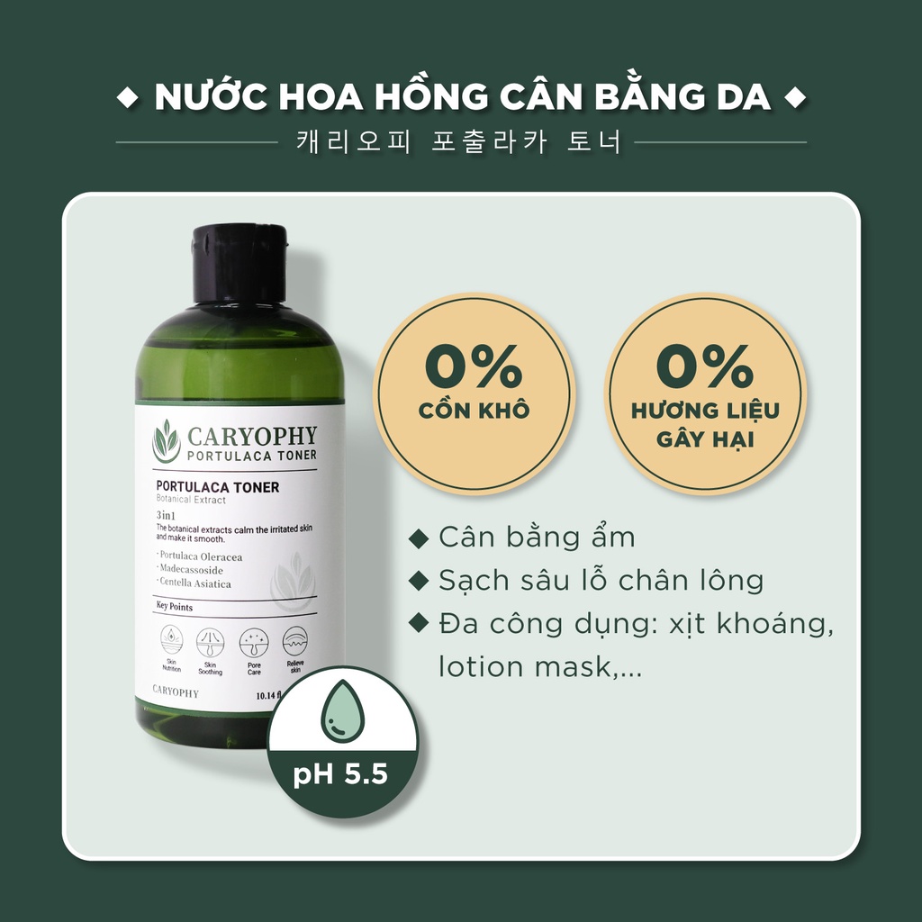 Toner - Nước hoa hồng cho da dầu mụn, da nhạy cảm, da hỗn hợp, da khô chính hãng Caryophy