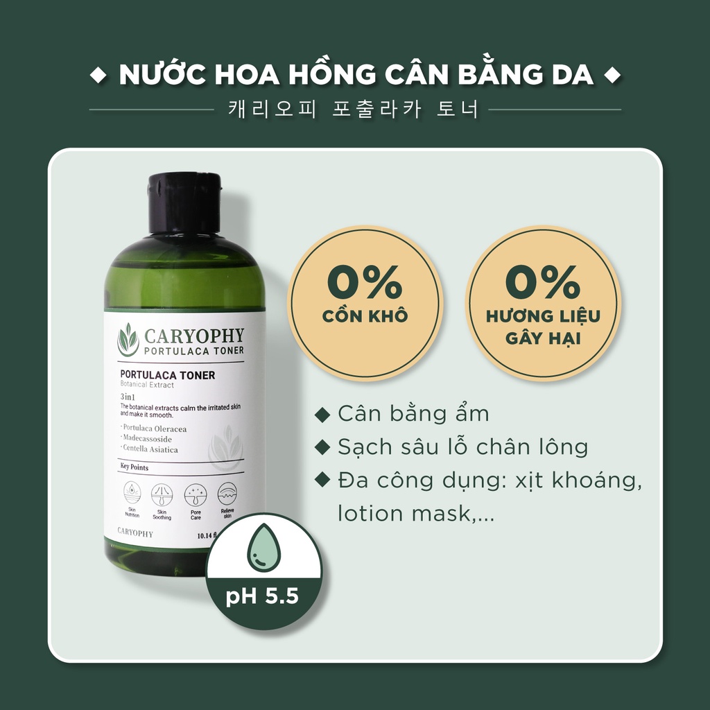 Toner cho da dầu mụn da dầu nhạy cảm ngăn ngừa mụn thâm dành cho da hỗn hợp Caryophy hàn quốc