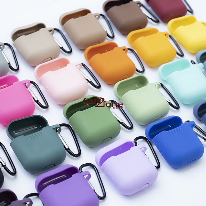 Case silicon Bảo Vệ Airpods kèm móc khóa siêu bền đẹp, màu random.