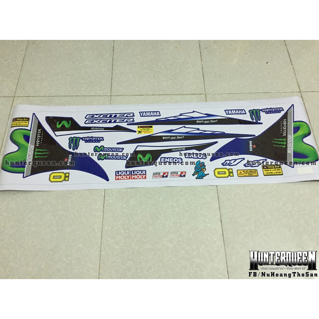 Tem rời Exciter 2011. Movistar dán xe xanh GP. Ex 135 đời 2011 đến 2014.