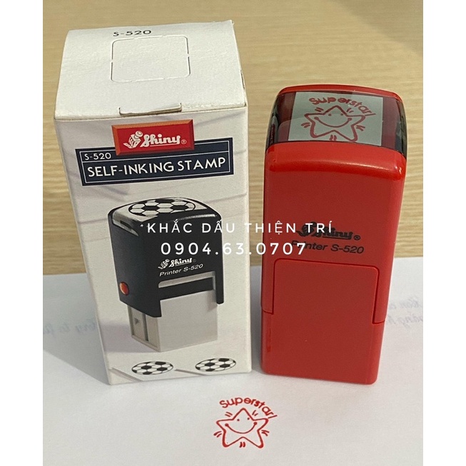 Con dấu tròn liền mực  khắc logo,tích điểm, thương hiệu ,tên đi Nhật, icon giáo viên ,hộp Shiny S 510-R 512, loại nhỏ